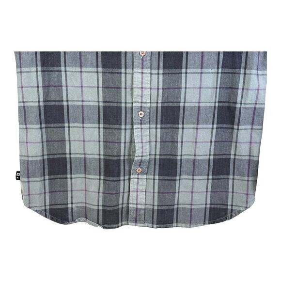 Fourstar Flannel Shirt Mens Medium Gray Purple Plaid Street Pirate Skate - Picture 3 of 16